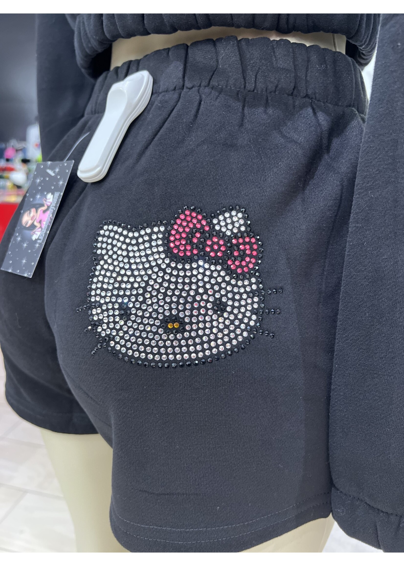 LEXISSBOUTIQUE bling hello kitty  half zip up/shorts set