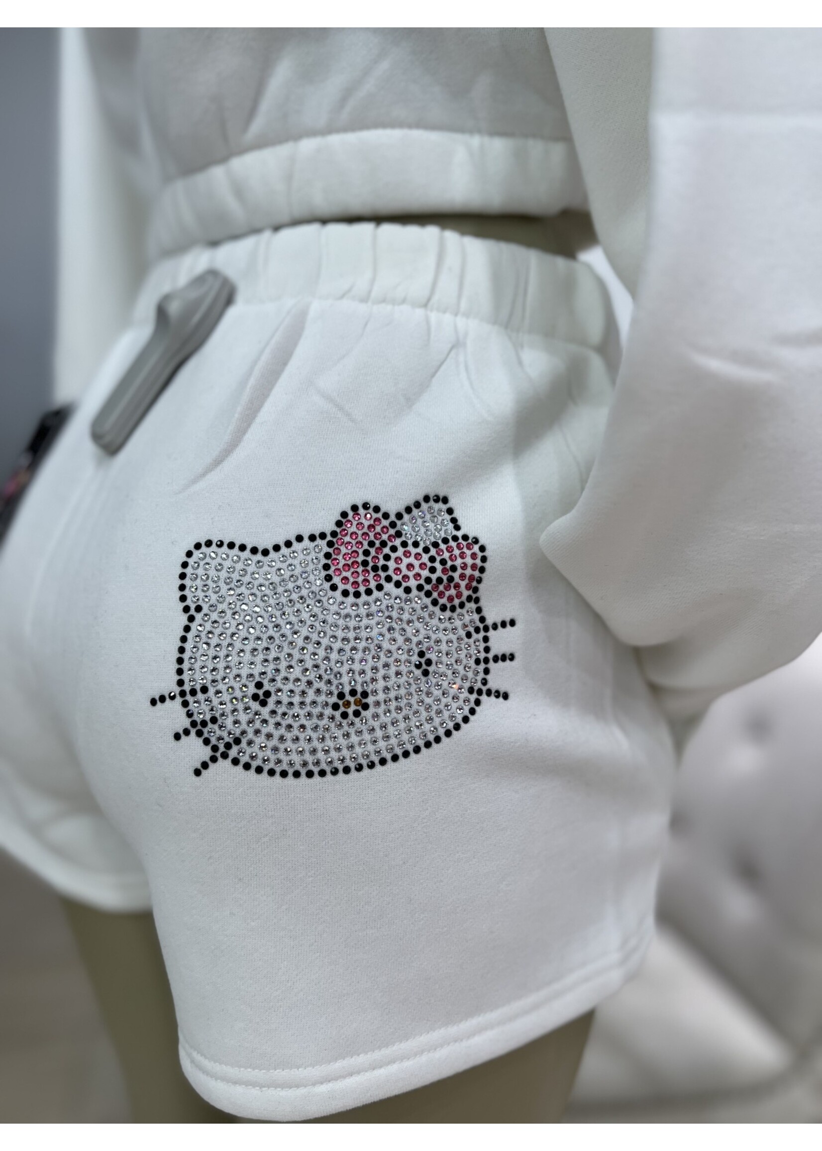 LEXISSBOUTIQUE bling hello kitty  half zip up/shorts set
