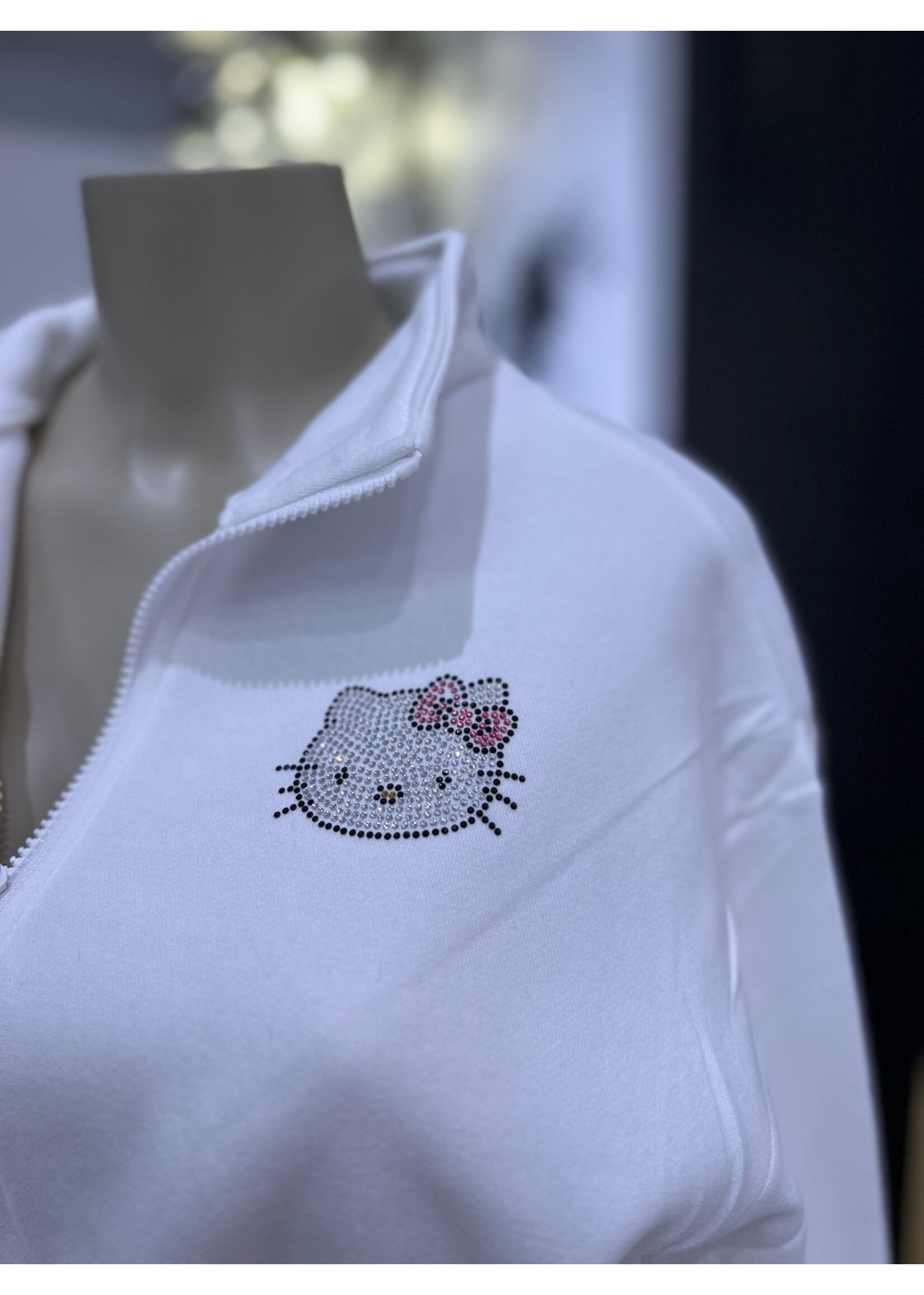 LEXISSBOUTIQUE bling hello kitty  half zip up/shorts set