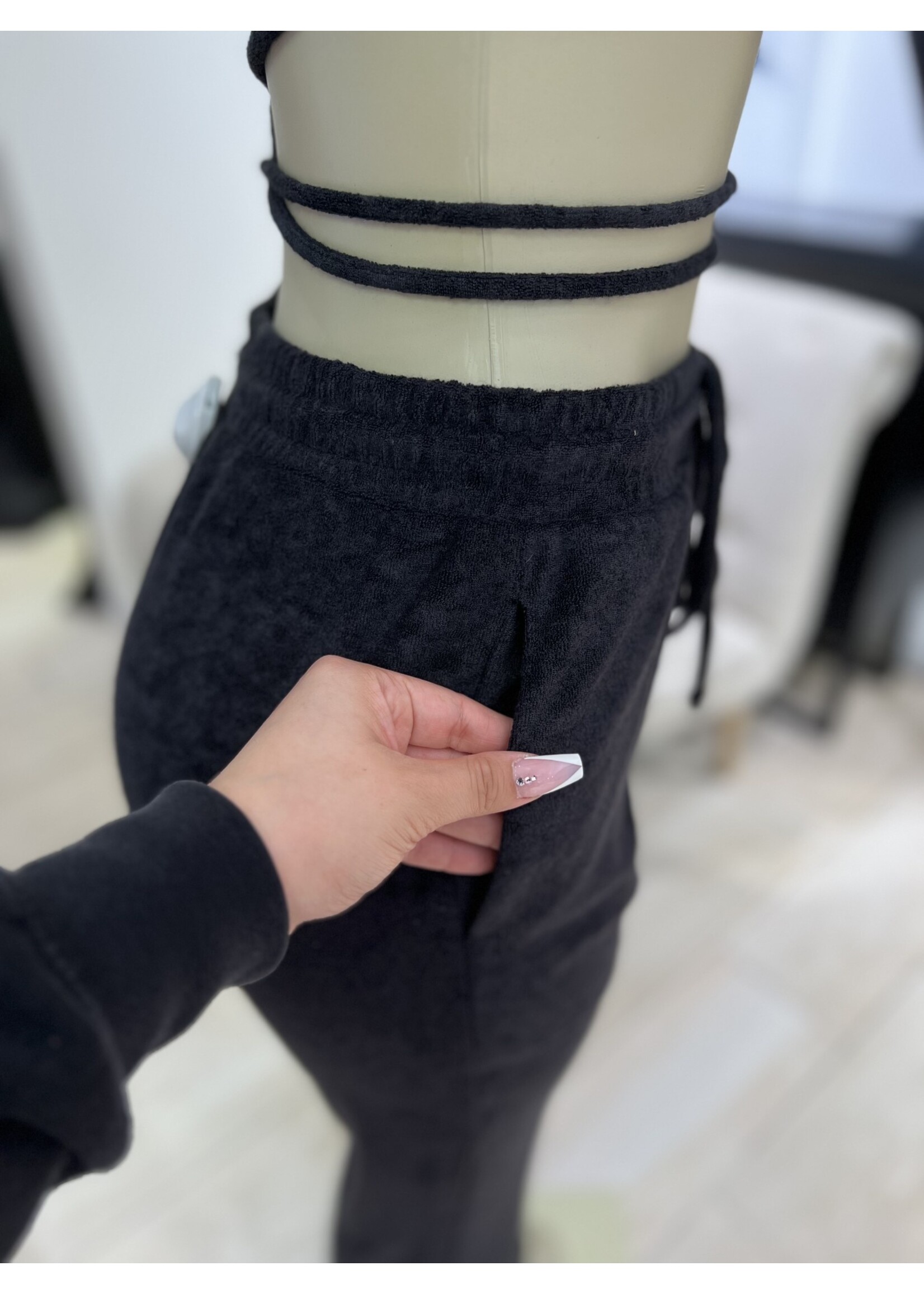 LEXISSBOUTIQUE Velour Bell Bottom Pant  Set