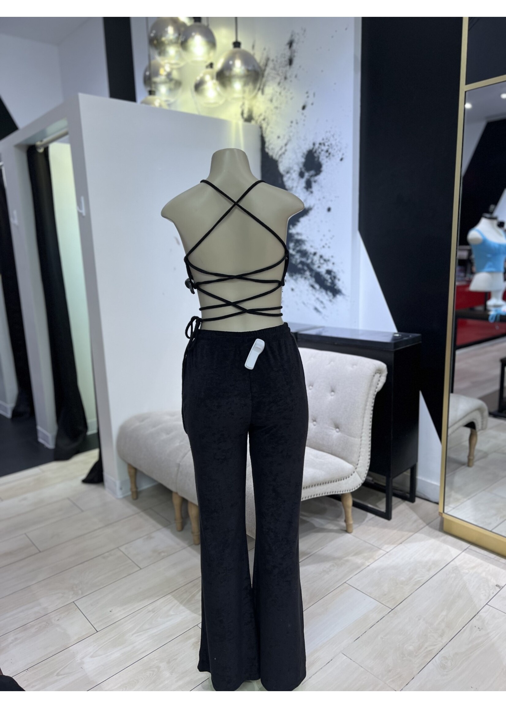 LEXISSBOUTIQUE Velour Bell Bottom Pant  Set
