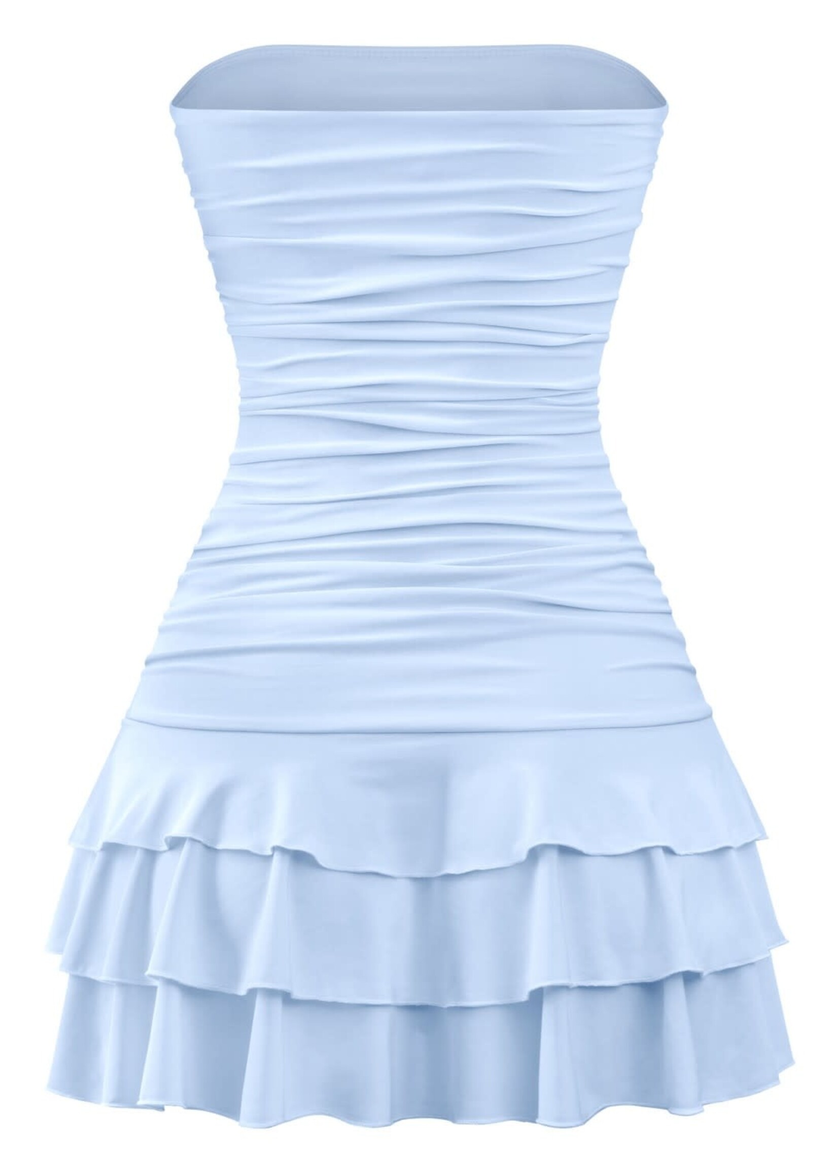 LEXISSBOUTIQUE Coquette strapless ruched ruffled mini dress