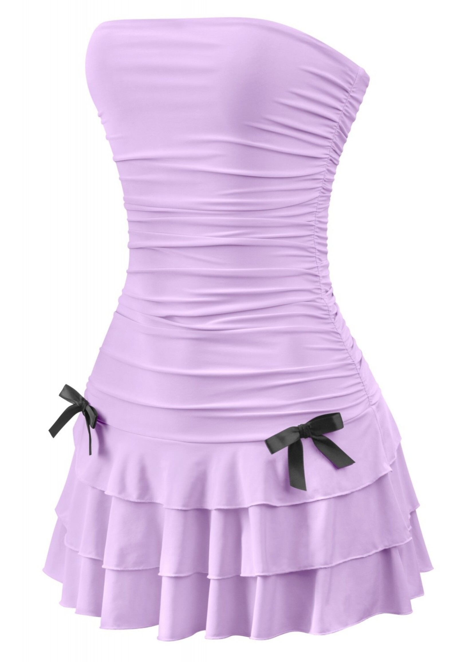 LEXISSBOUTIQUE Coquette strapless ruched ruffled mini dress