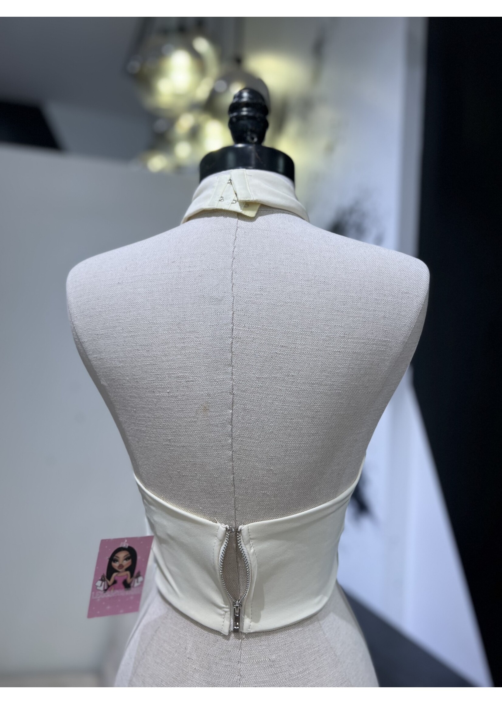 LEXISSBOUTIQUE angled halter top with hook