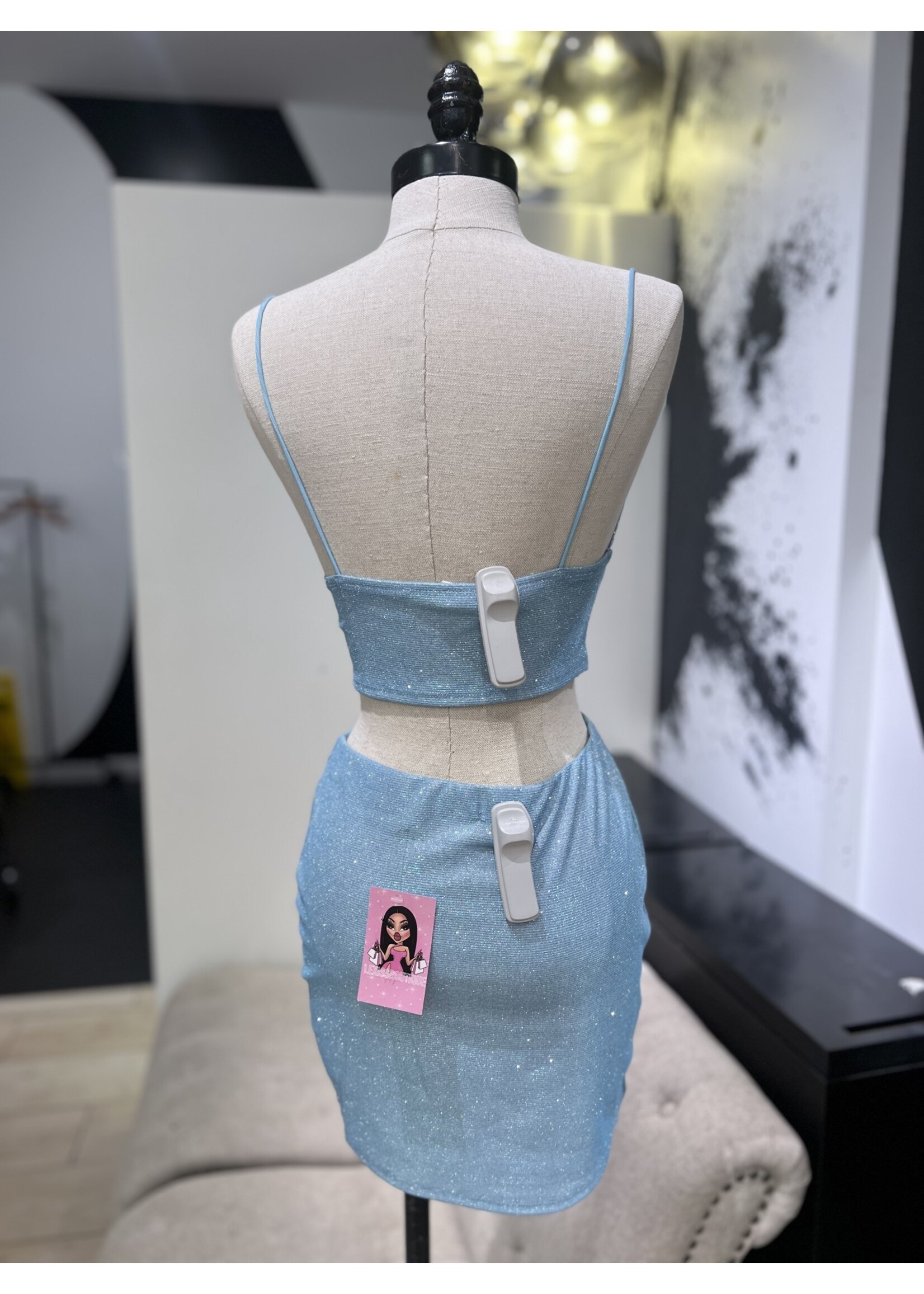 LEXISSBOUTIQUE crop top button detail top & skirt set