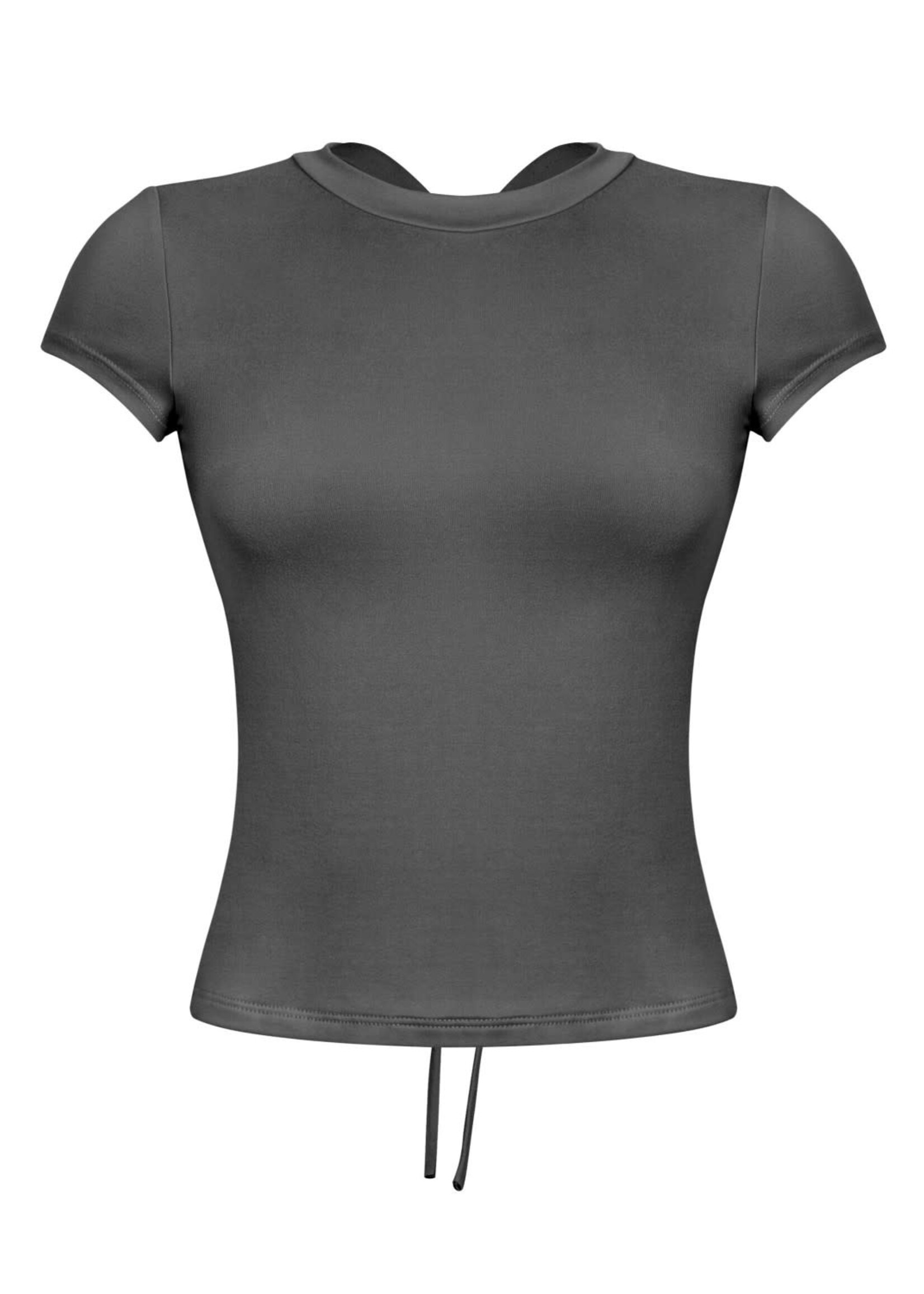 LEXISSBOUTIQUE short sleeve open tie-back solid top