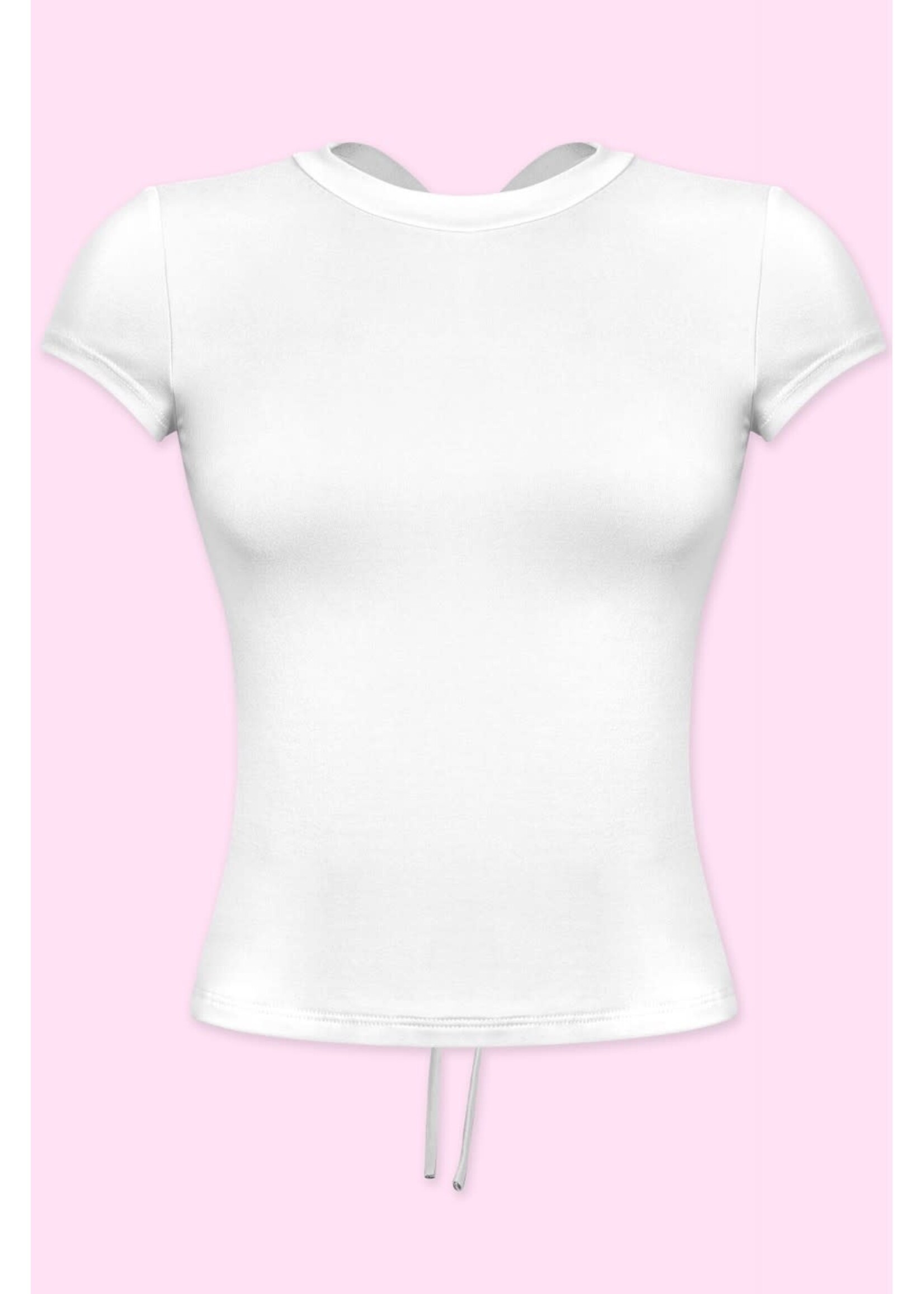 LEXISSBOUTIQUE short sleeve open tie-back solid top