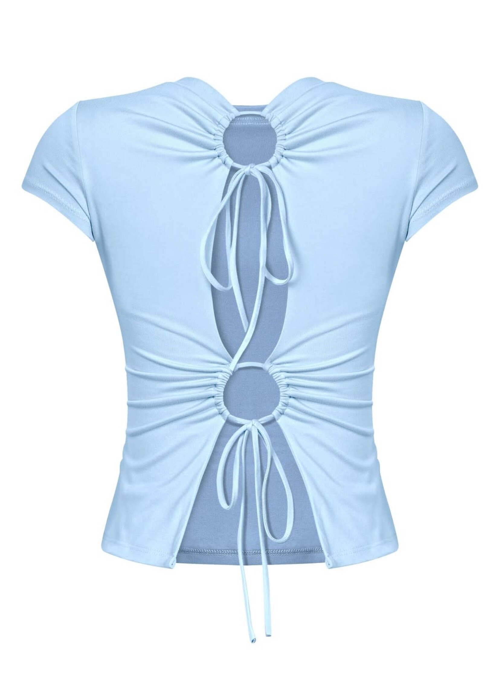 LEXISSBOUTIQUE short sleeve open tie-back solid top