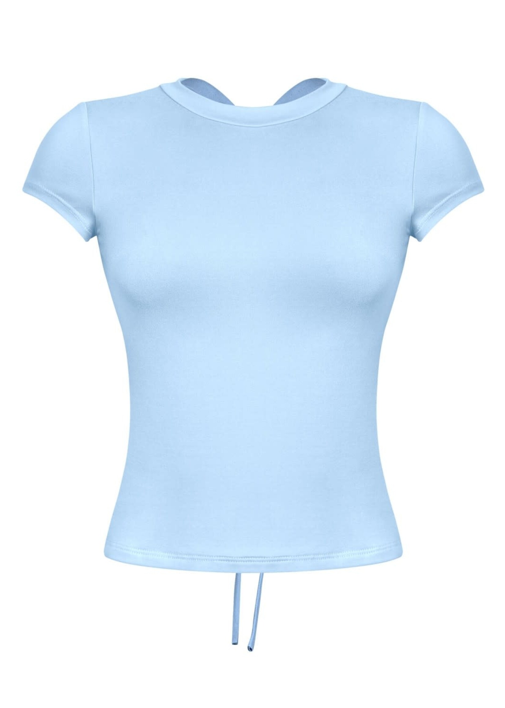 LEXISSBOUTIQUE short sleeve open tie-back solid top