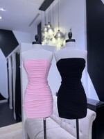 LEXISSBOUTIQUE strapless tube ruched mini dress