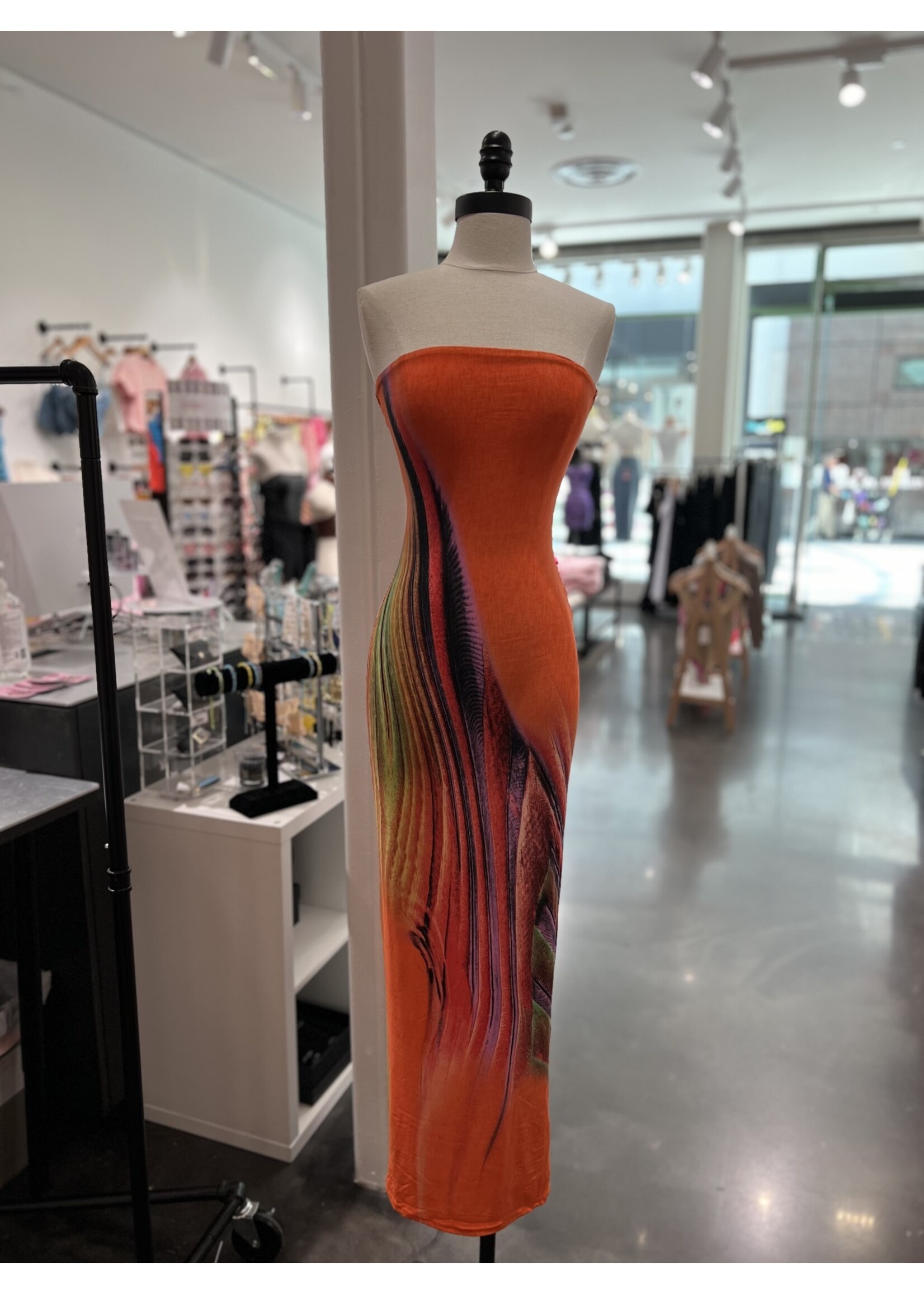 LEXISSBOUTIQUE sleeveless color brushed print tube dress