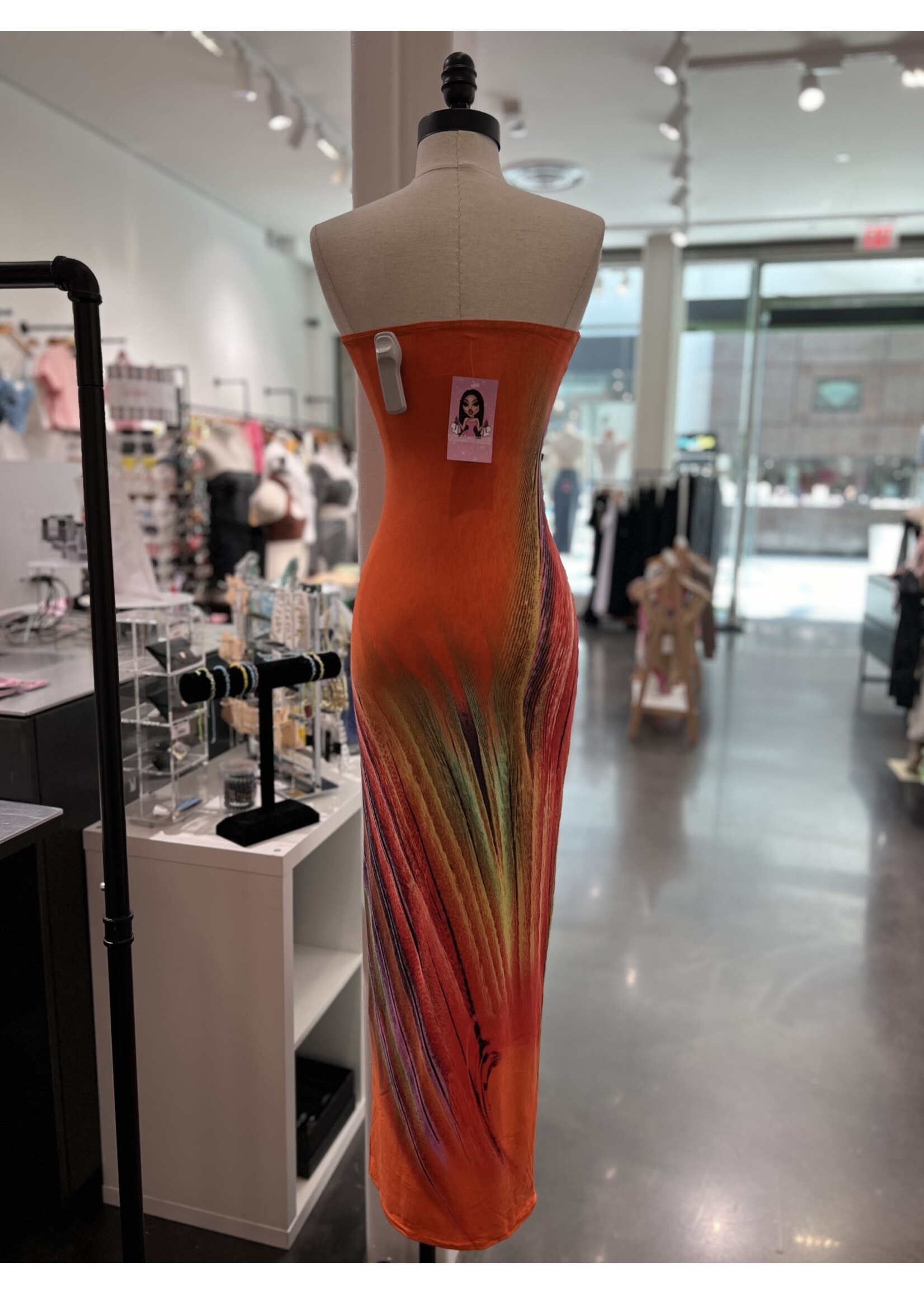 LEXISSBOUTIQUE sleeveless color brushed print tube dress