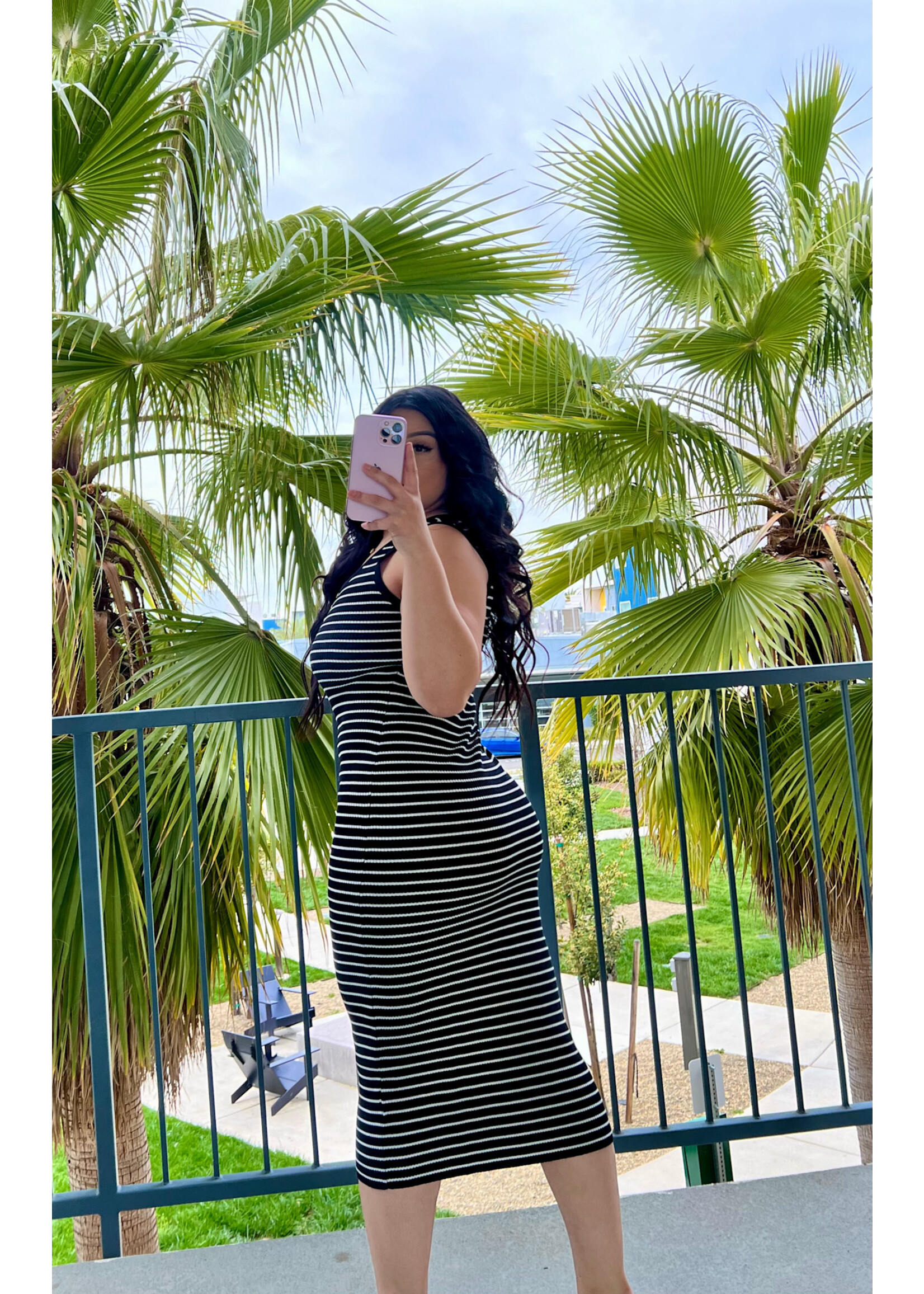 LEXISSBOUTIQUE Stripy Midi Dress