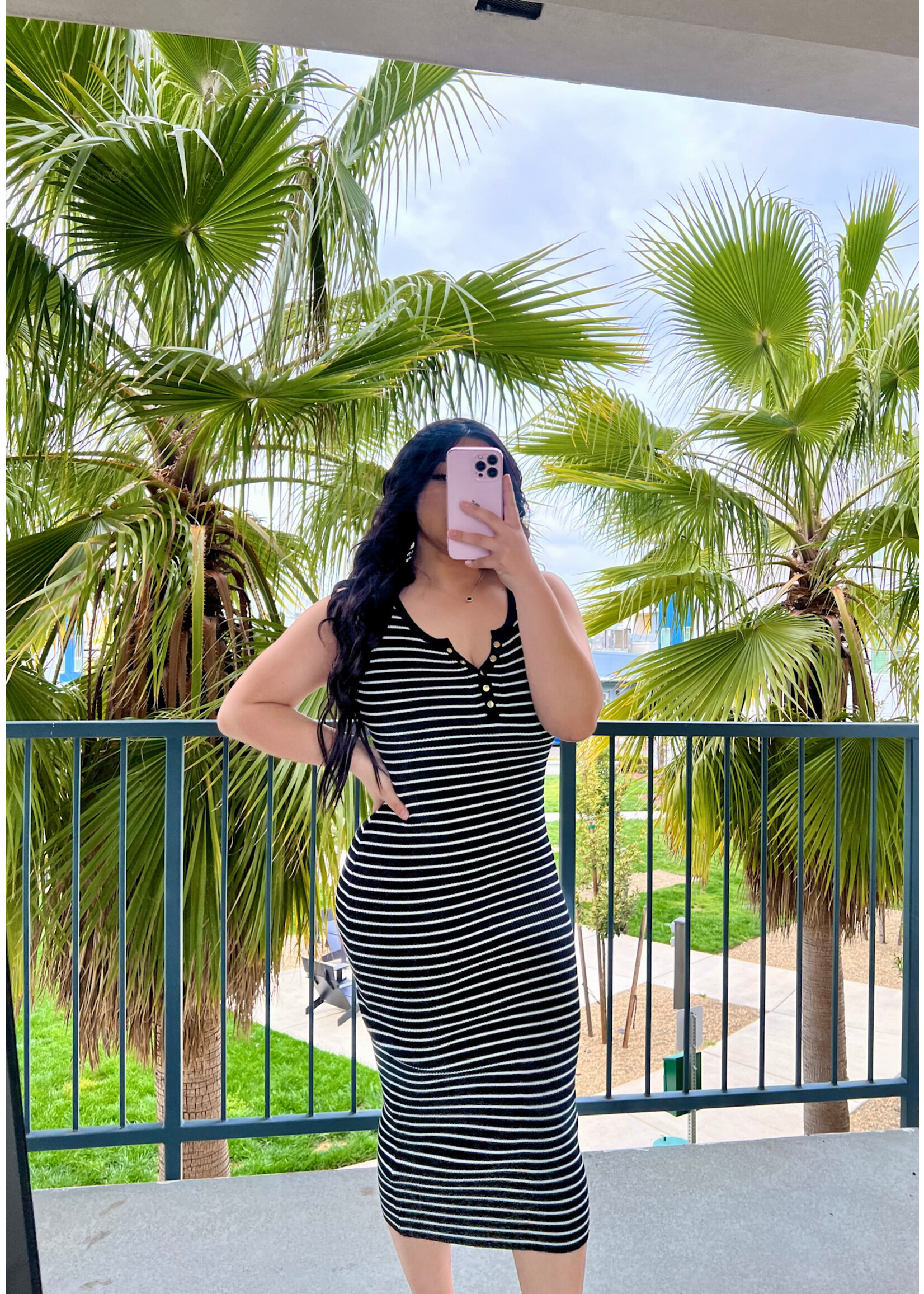 LEXISSBOUTIQUE Stripy Midi Dress