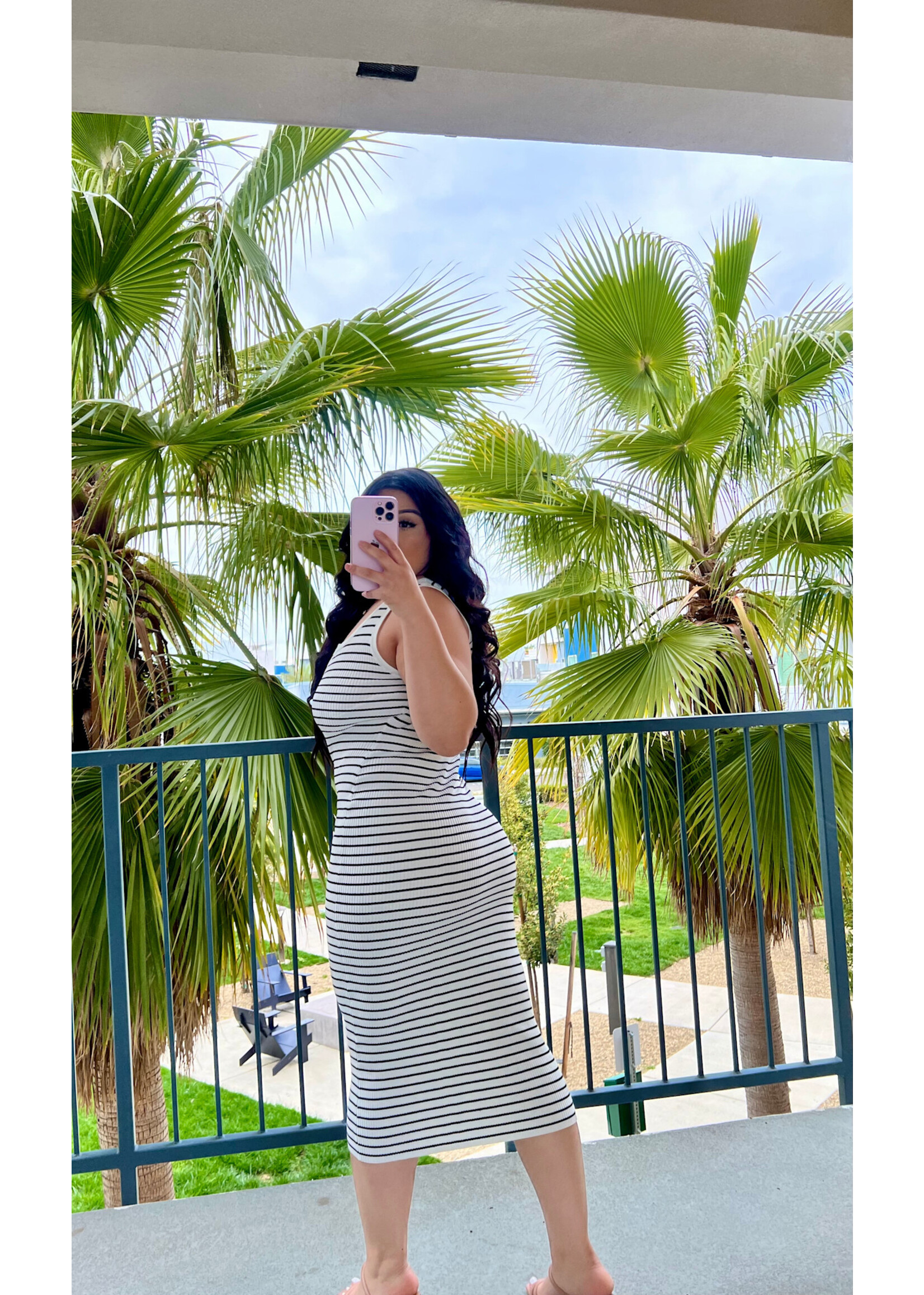 LEXISSBOUTIQUE Stripy Midi Dress