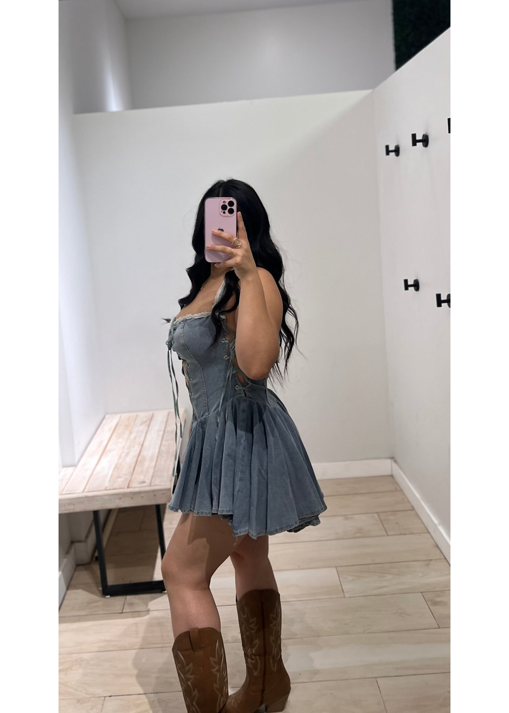 LEXISSBOUTIQUE Lace Detail Mini Dress