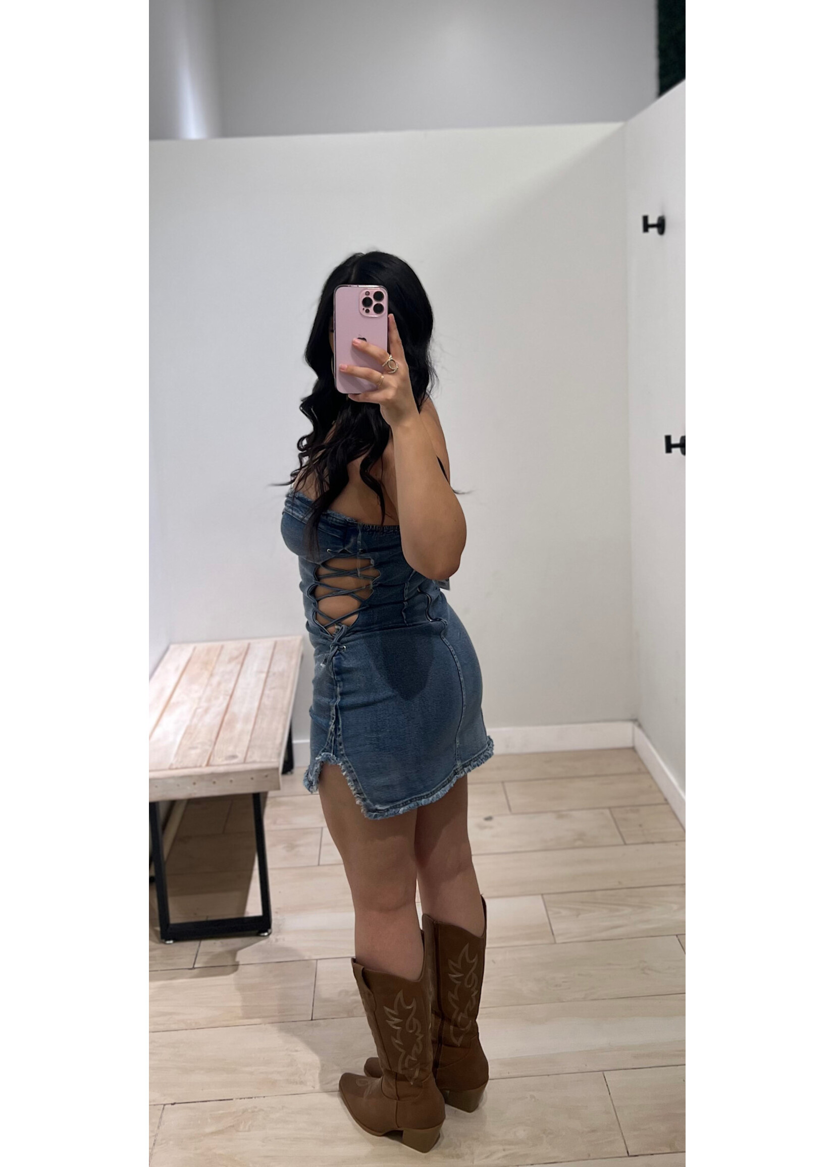 LEXISSBOUTIQUE Cowgirl mini denim Dress