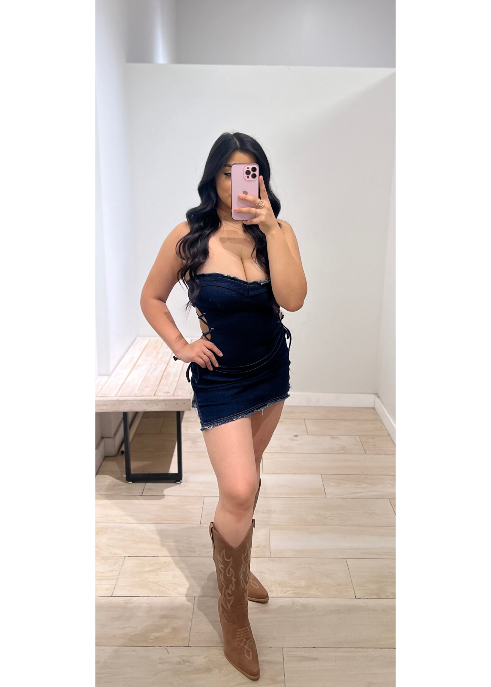 LEXISSBOUTIQUE Cowgirl mini denim Dress