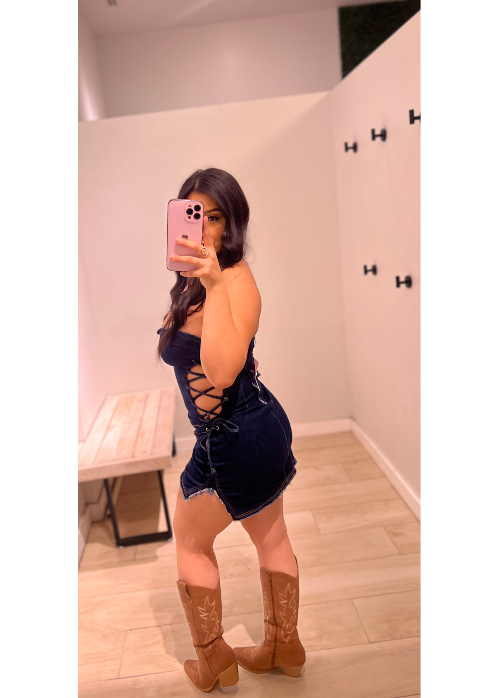 LEXISSBOUTIQUE Cowgirl mini denim Dress