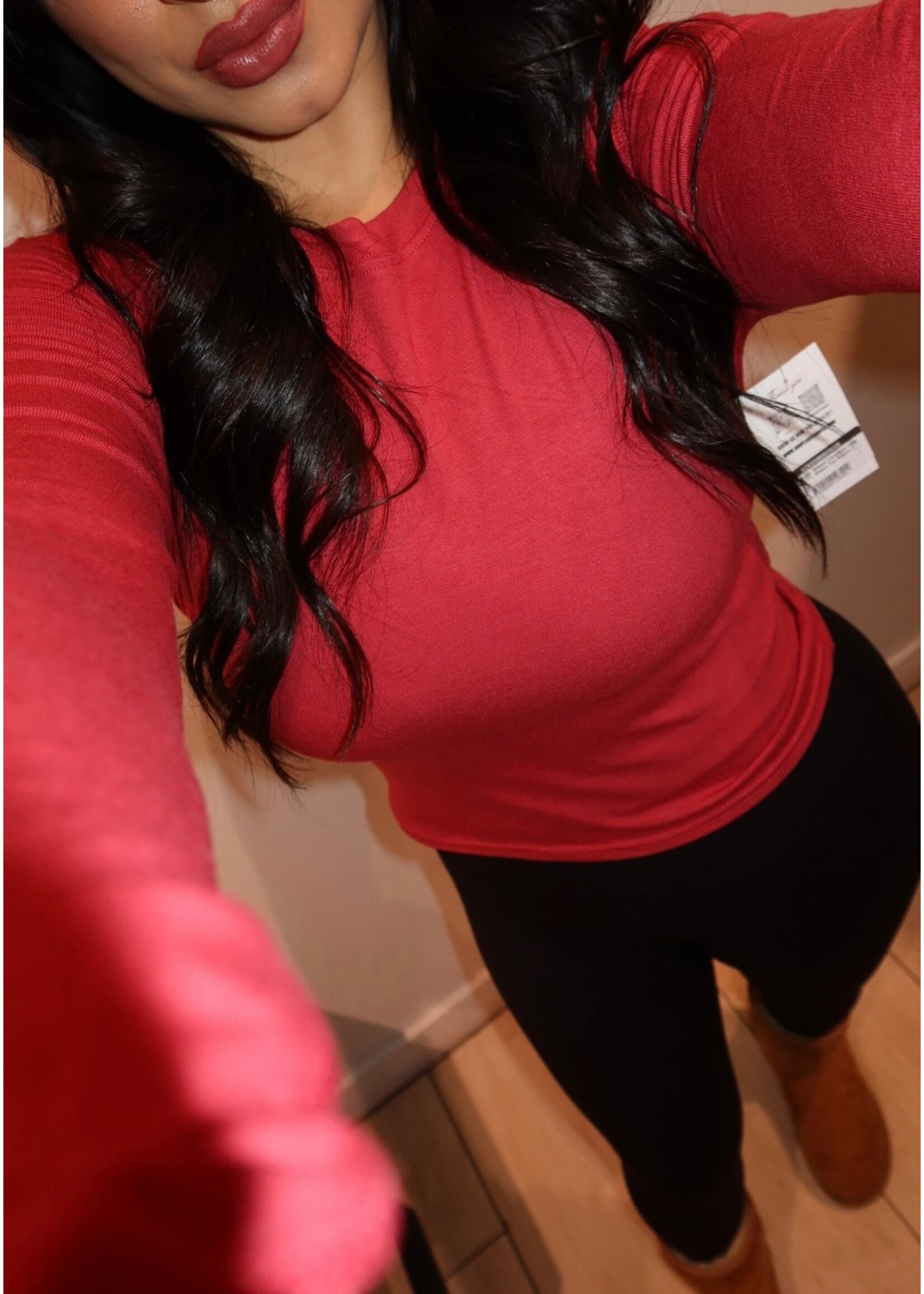 LEXISSBOUTIQUE Ribbed Crewneck Long Sleeve Top