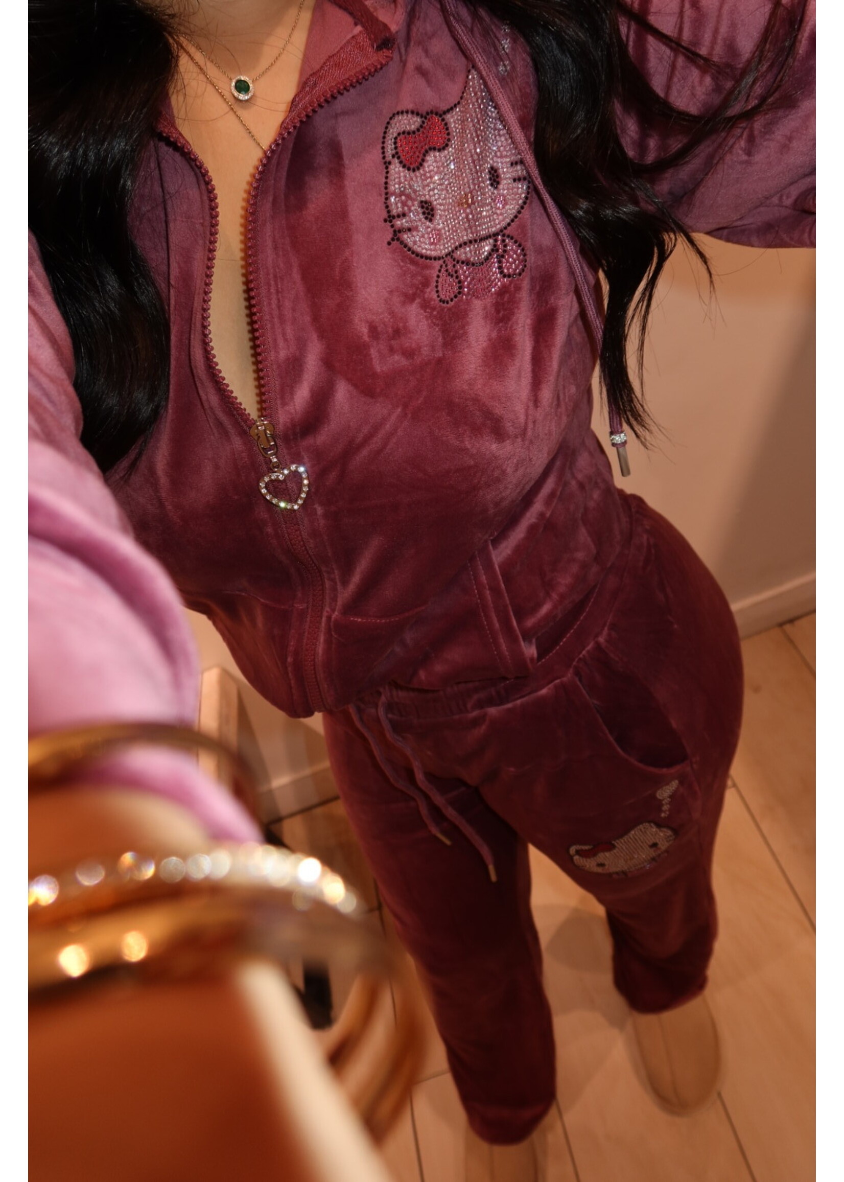 LEXISSBOUTIQUE Kitty Velour Pants Set