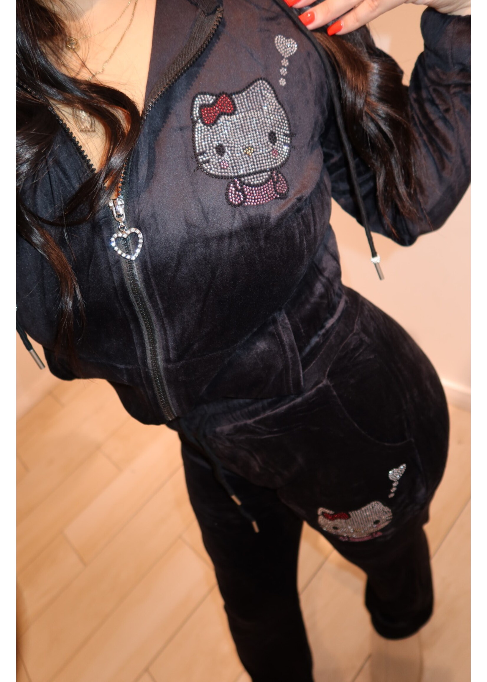 LEXISSBOUTIQUE Kitty Velour Pants Set