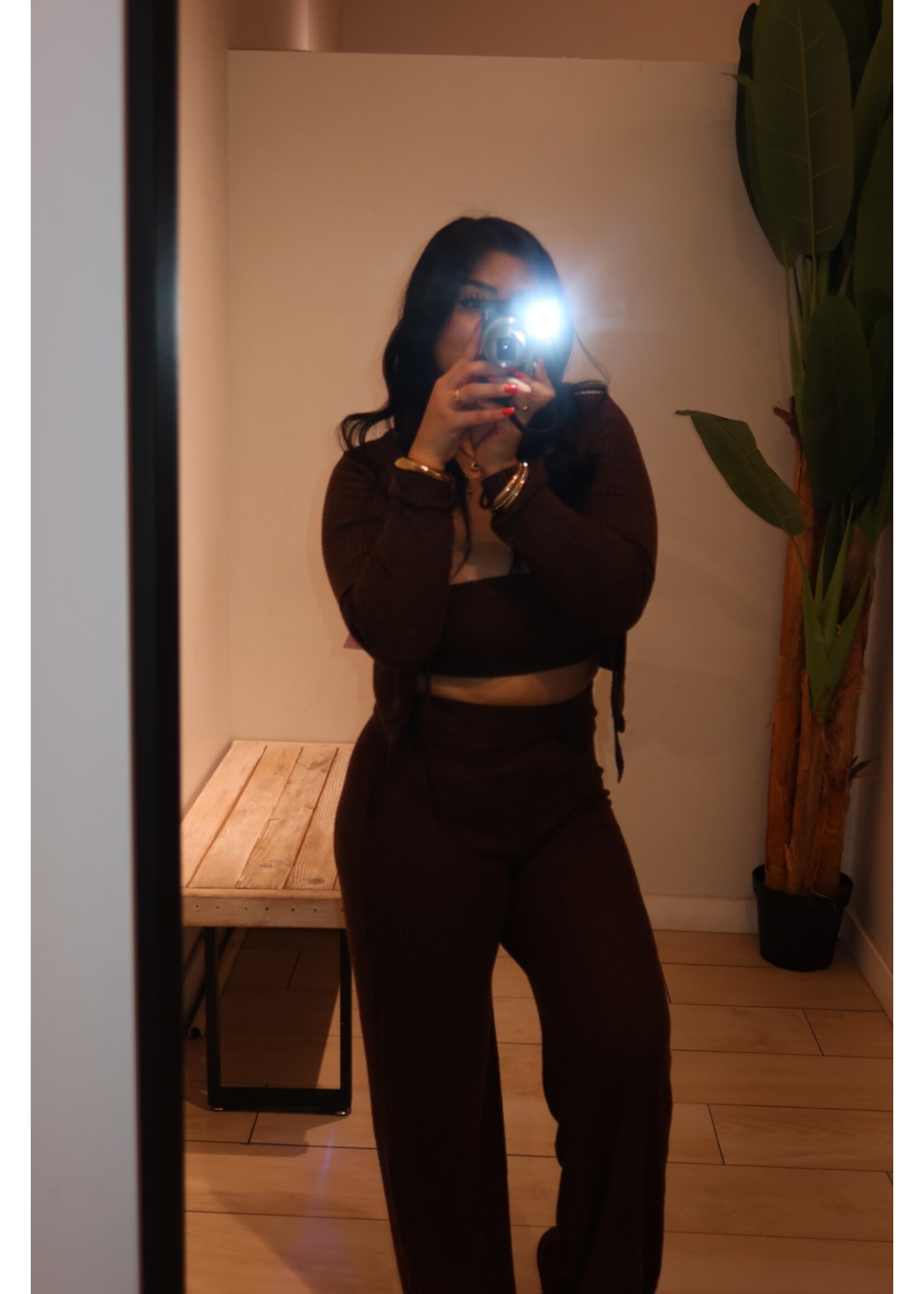 LEXISSBOUTIQUE Ribbed Cardigan 3 Piece Loungewear Set