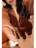 LEXISSBOUTIQUE Velour Zip Up Hoodie Pants Jogger Set