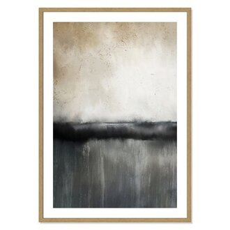 Sunset - Painting Print Format: Beige Wood Framed Paper, Size: 41.5" H x 29.5" W x 0.75" D