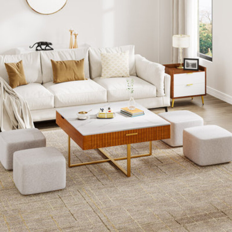 Warwick Lift Top Extendable Nesting Coffee Table Set with Stools Wayfair Outlet San Marcos TX