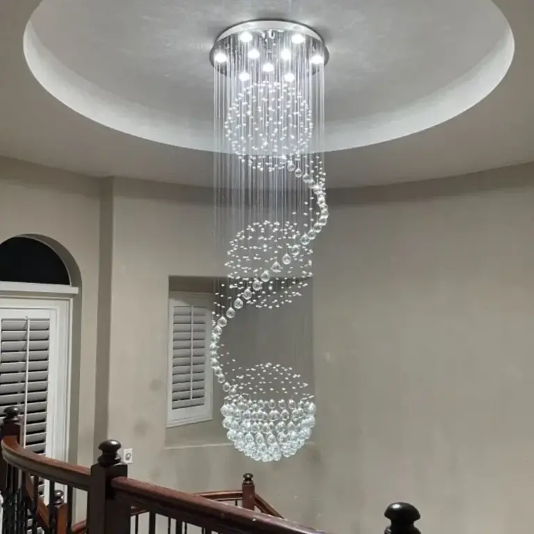 Io 9 - Light Spiral Tiered Crystal Statement Chandelier for High Ceilings