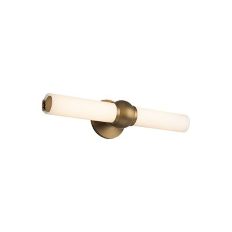 2-Light Dimmable LED Vanity Light Size: 5" H x 20" W x 4.63" D, Finish: Aged Brass