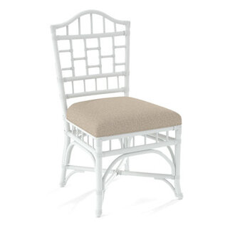 Chippendale Side Dining Chair Fabric Color: Cobalt Blue Stripe; 0204-64, Frame Finish: Frost White