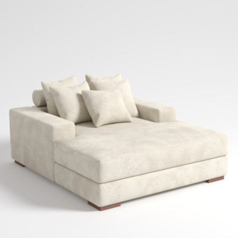 Braidon 59" Wide Upholstered Corduroy Sofa Couch With 5 Pillows Upholstery Color: Beige