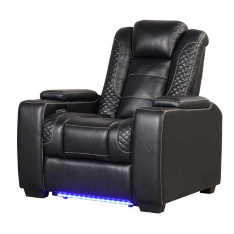 40" Wide Top Leather Dual Motor Power Recliner Man Cave Chair with Cup Holders Adjustable Headrest Upholstery Color: Black