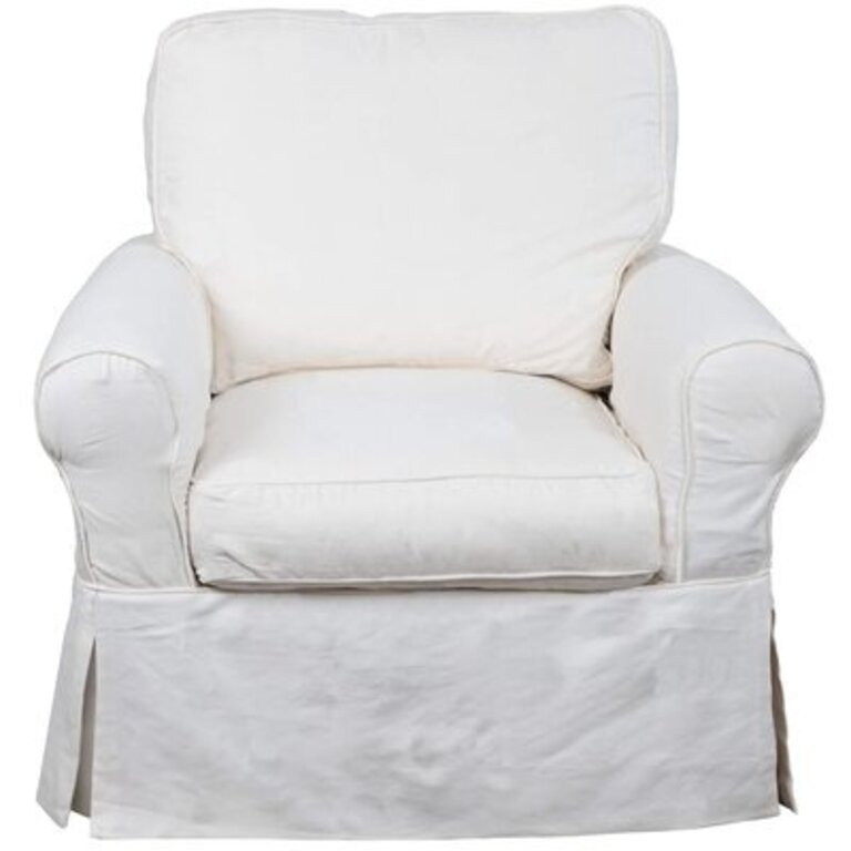 Mahan 36" Wide Cotton Swivel Slipcovered Armchair Fabric: Warm White