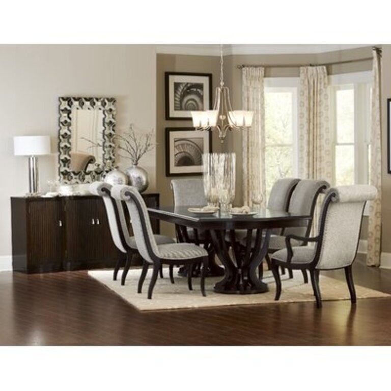 Dows Linen Upholstered Side Chair in Espresso