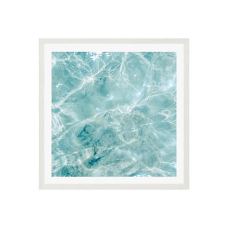 Clear Blue Water Colorful Ocean Format: White Floater Framed, Mat Included: No, Size: 36" H x 36" W x 2" D