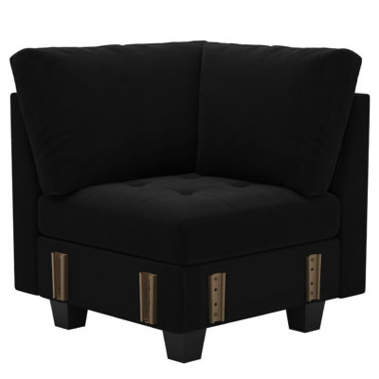 Velvet Corner Seat Module For Modular Sectional Sofa Couch Corner Sofa Couch Chair Fabric: Black Velvet