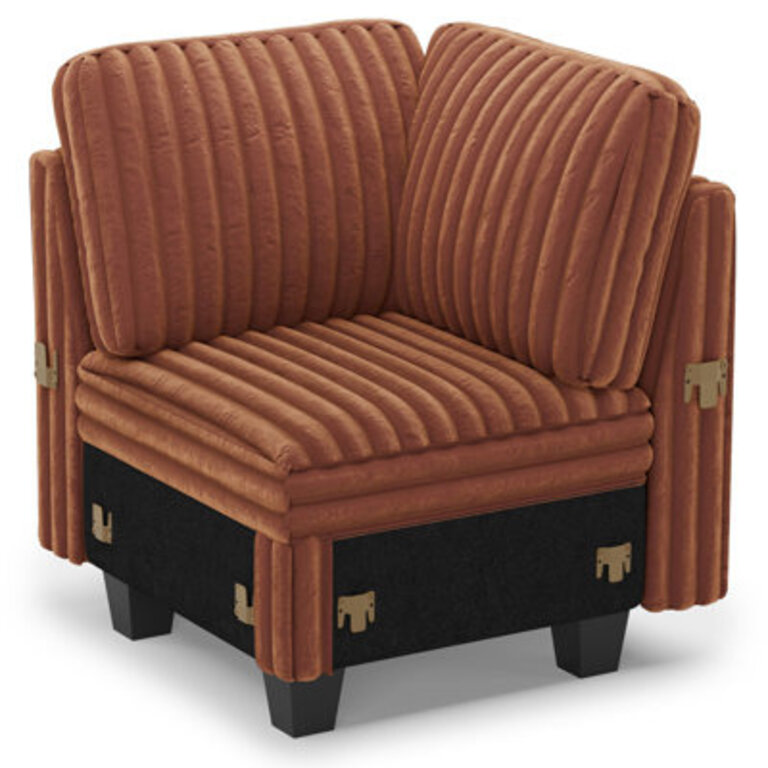 Corduroy Corner Seat Module Part D  For Modular Sofa Fabric OR Leather Type: Brown