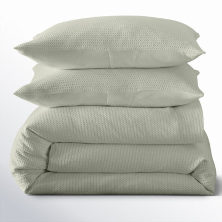 Felix Standard Cotton 3 Piece Duvet Cover Set Size: King Duvet Cover + 2 King Pillowcases, Color: Sage