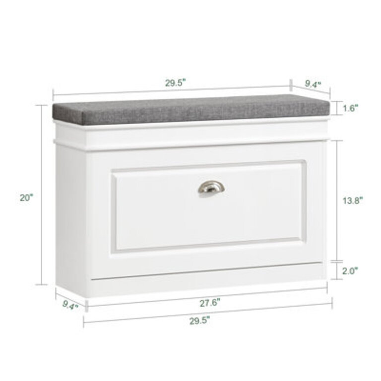Shoe Storage Bench Color/Pattern: White/Gray, Size: 20.47" H x 29.53" W x 9.45" D