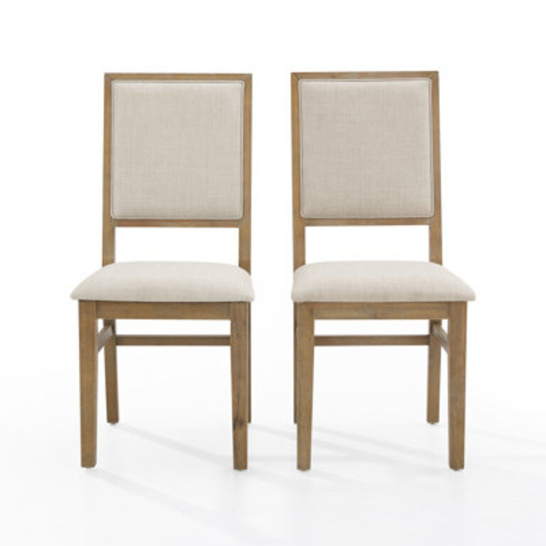 Hudson Linen Upholstered Side Chair (Set of 2) Frame Color: Rustic Brown