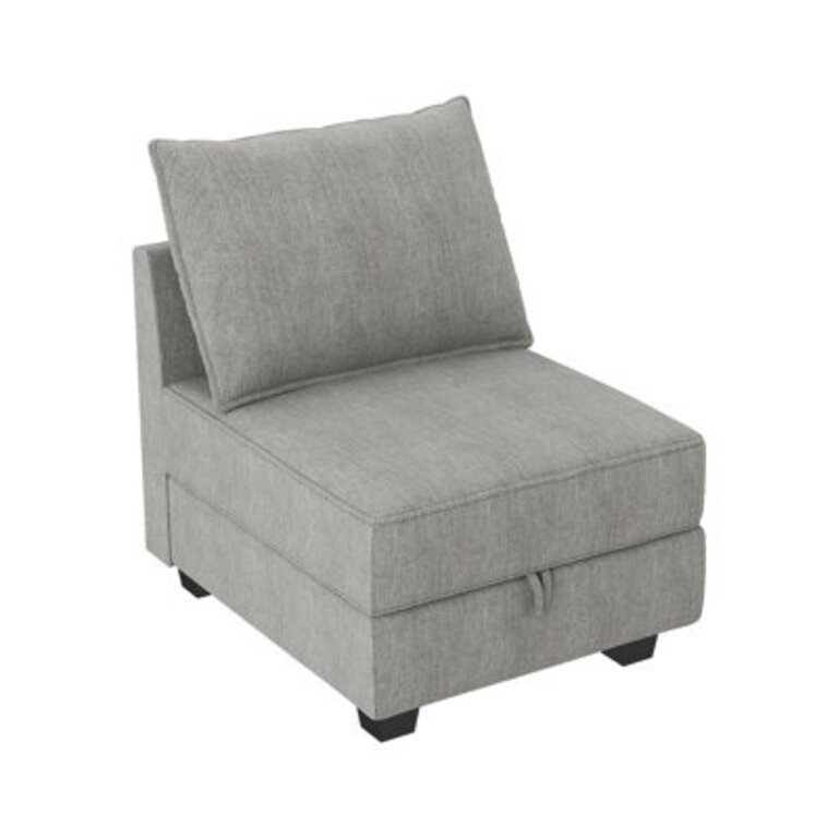 Modern Middle Seat Module For Modular Sofa Customizable Sectional Sofa Fabric: Gray Polyester