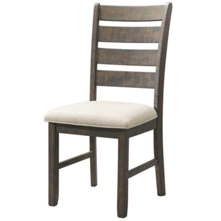 Zaneta Upholstered Solid Wood Ladder Back Side Chair in Walnut