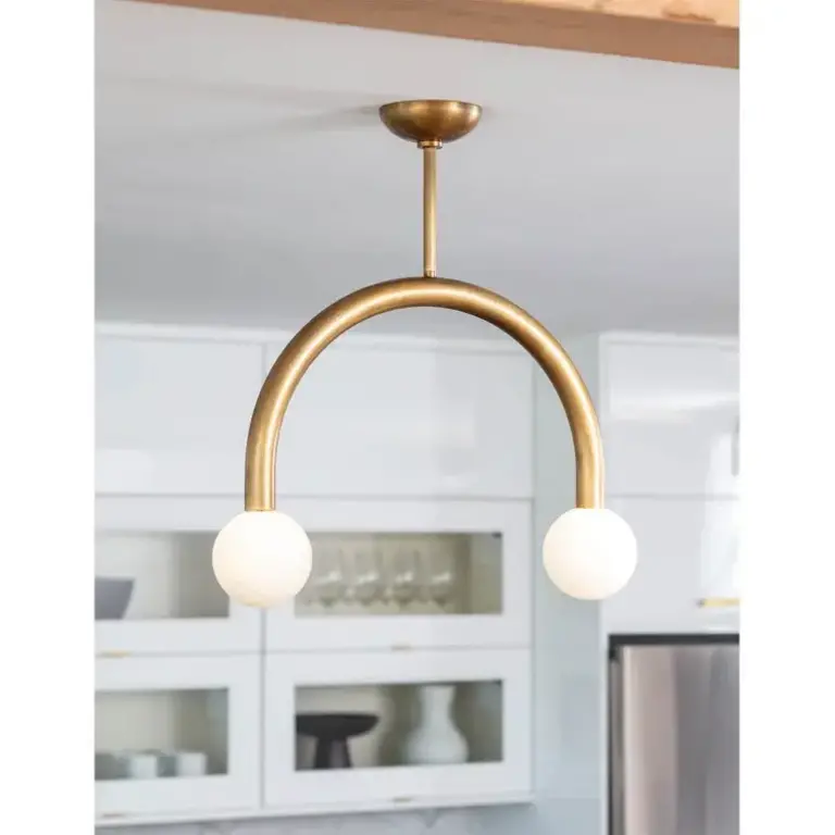 Regina Andrew Happy Pendant Large; Dimensions 33.5W X 22.75H X 5D; Uses Two G9 Base Bulbs (Included) Finish: Natural Brass, Size: 16" H x 22.5" W x 5" D