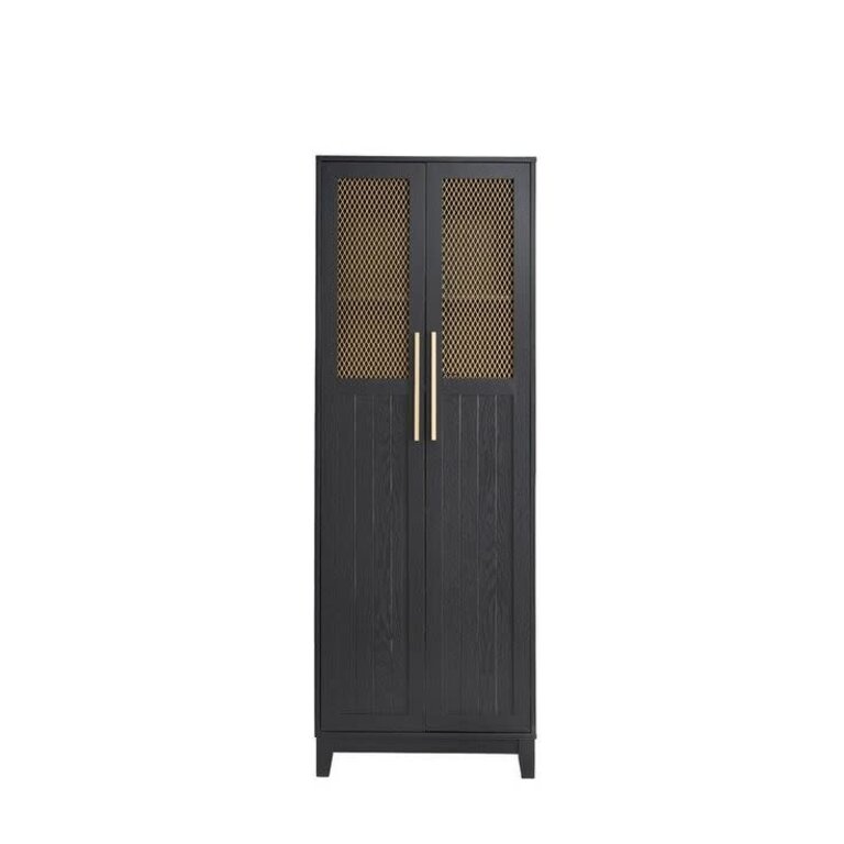 Tristin Mesh Door Bar Cabinet Color: Black