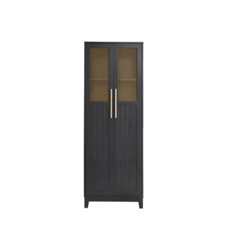 Tristin Mesh Door Bar Cabinet Color: Black