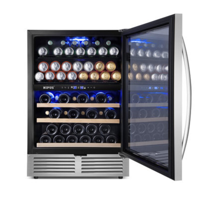 Nipus Classic Series 24" 94 Can and 27 Bottle Dual Zone Wine & Beverage Refrigerator Built-in and Freestanding