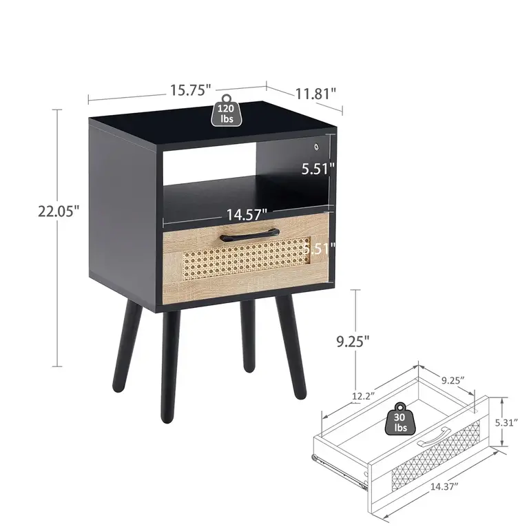 Archuleta Solid Wood Nightstand Color: Black